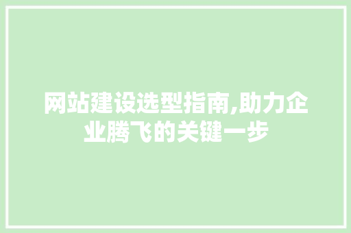 网站建设选型指南,助力企业腾飞的关键一步 SEO关键词