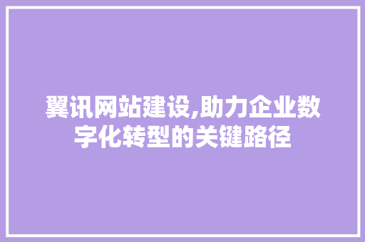 翼讯网站建设,助力企业数字化转型的关键路径