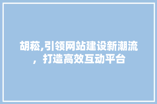 胡菘,引领网站建设新潮流，打造高效互动平台