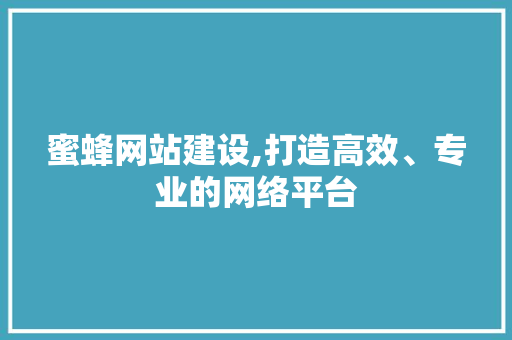 蜜蜂网站建设,打造高效、专业的网络平台 神马SEO