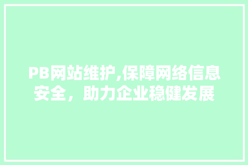 PB网站维护,保障网络信息安全，助力企业稳健发展 必应SEO