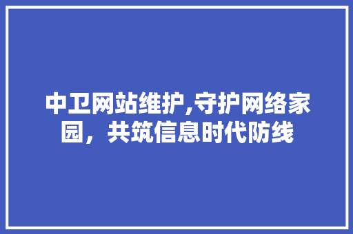 中卫网站维护,守护网络家园，共筑信息时代防线
