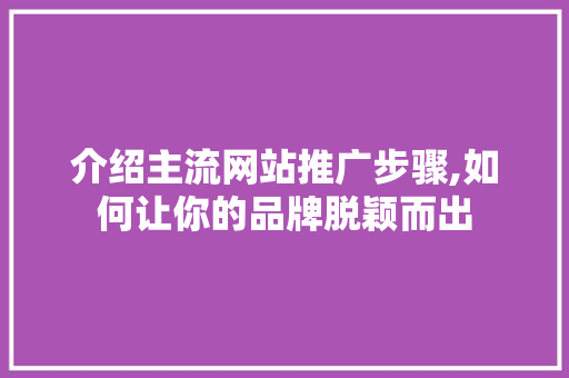 介绍主流网站推广步骤,如何让你的品牌脱颖而出 必应SEO
