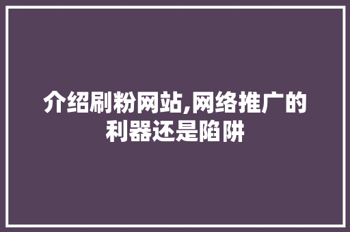 介绍刷粉网站,网络推广的利器还是陷阱
