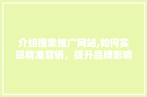 介绍搜索推广网站,如何实现精准营销，提升品牌影响力 搜狗SEO