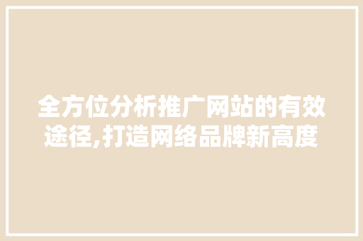 全方位分析推广网站的有效途径,打造网络品牌新高度 搜狗SEO
