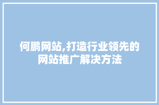 何鹏网站,打造行业领先的网站推广解决方法 百度SEO