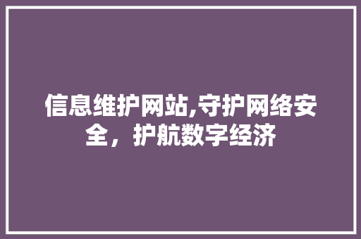 信息维护网站,守护网络安全，护航数字经济 SEO关键词