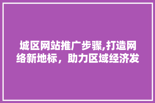 城区网站推广步骤,打造网络新地标，助力区域经济发展