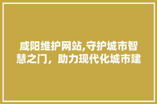 咸阳维护网站,守护城市智慧之门，助力现代化城市建设 网站建设公司