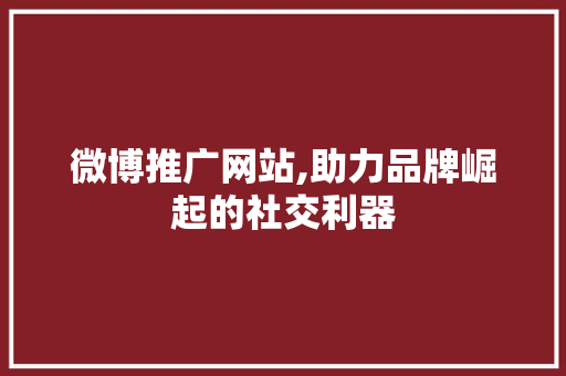微博推广网站,助力品牌崛起的社交利器 必应SEO