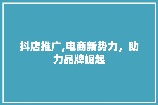 抖店推广,电商新势力，助力品牌崛起 SEO关键词