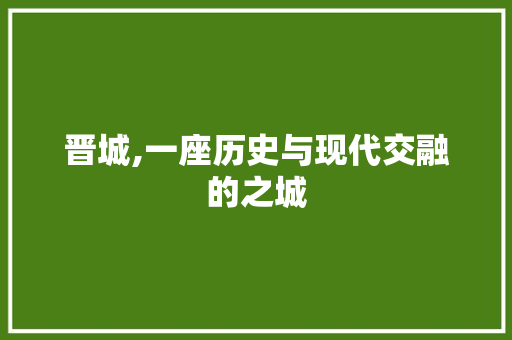晋城,一座历史与现代交融的之城 网站建设公司