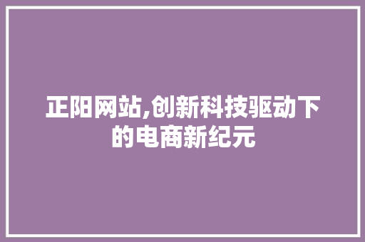 正阳网站,创新科技驱动下的电商新纪元 神马SEO