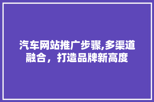 汽车网站推广步骤,多渠道融合，打造品牌新高度