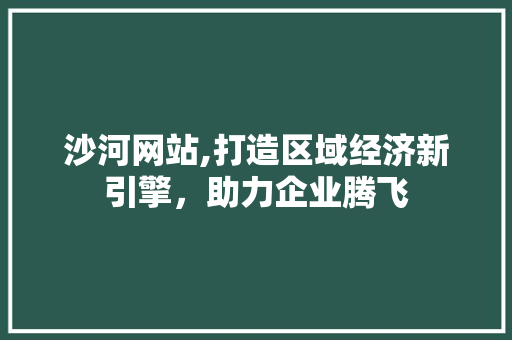 沙河网站,打造区域经济新引擎，助力企业腾飞 神马SEO