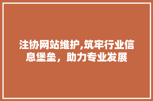 注协网站维护,筑牢行业信息堡垒，助力专业发展 百度SEO