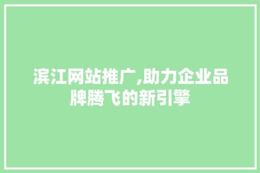 滨江网站推广,助力企业品牌腾飞的新引擎 SEO关键词