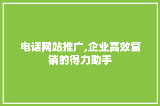 电话网站推广,企业高效营销的得力助手 网站建设公司