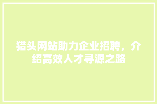 猎头网站助力企业招聘，介绍高效人才寻源之路 SEO关键词