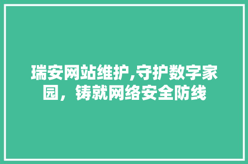 瑞安网站维护,守护数字家园，铸就网络安全防线 SEO关键词