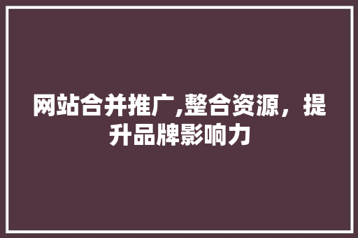 网站合并推广,整合资源，提升品牌影响力