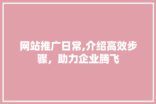 网站推广日常,介绍高效步骤，助力企业腾飞 搜狗SEO