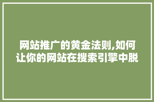 网站推广的黄金法则,如何让你的网站在搜索引擎中脱颖而出 网站建设公司