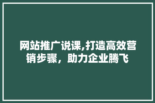 网站推广说课,打造高效营销步骤，助力企业腾飞 百度SEO