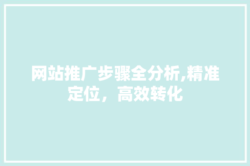 网站推广步骤全分析,精准定位，高效转化 必应SEO