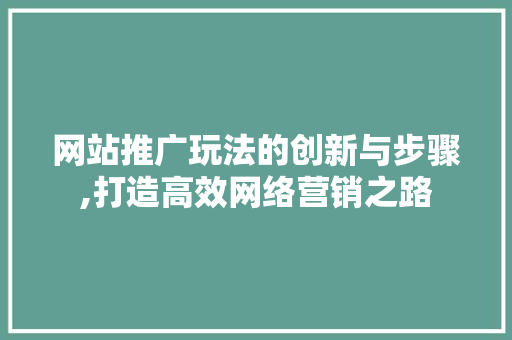 网站推广玩法的创新与步骤,打造高效网络营销之路 SEO关键词