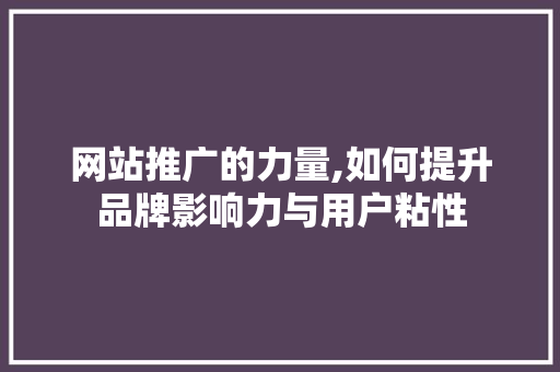 网站推广的力量,如何提升品牌影响力与用户粘性 搜狗SEO