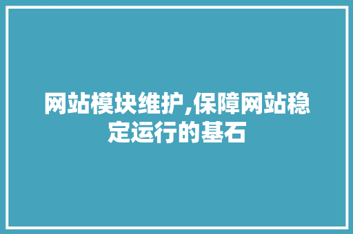 网站模块维护,保障网站稳定运行的基石 百度SEO