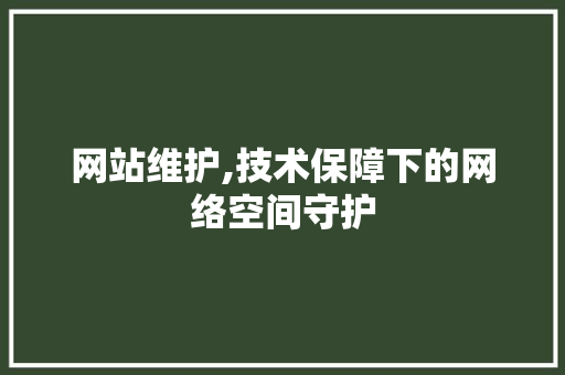 网站维护,技术保障下的网络空间守护 百度SEO