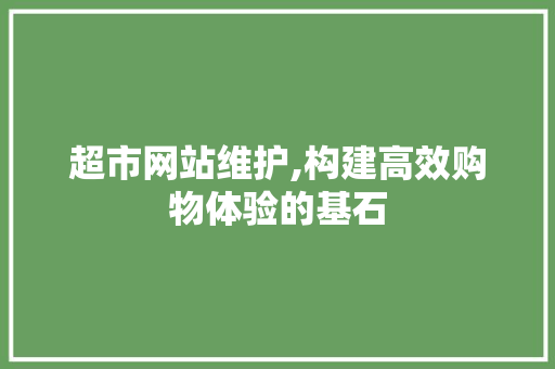 超市网站维护,构建高效购物体验的基石 必应SEO