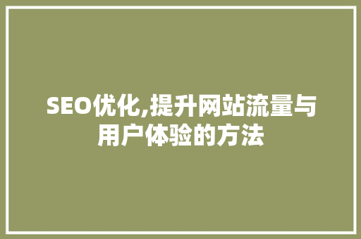 SEO优化,提升网站流量与用户体验的方法 必应SEO