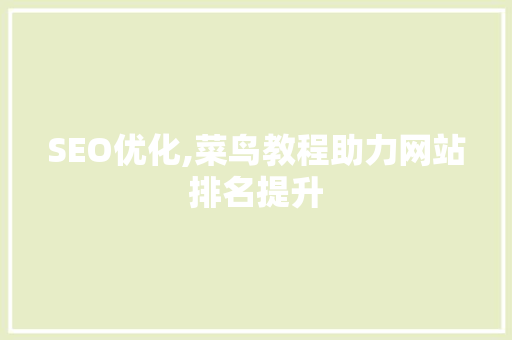 SEO优化,菜鸟教程助力网站排名提升 必应SEO