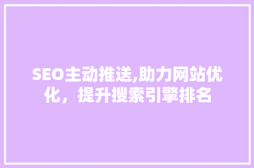SEO主动推送,助力网站优化，提升搜索引擎排名 百度SEO