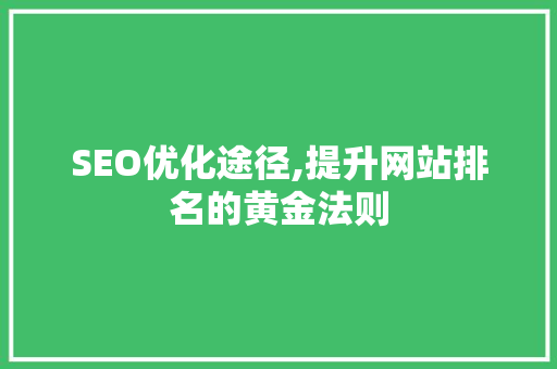 SEO优化途径,提升网站排名的黄金法则 SEO关键词