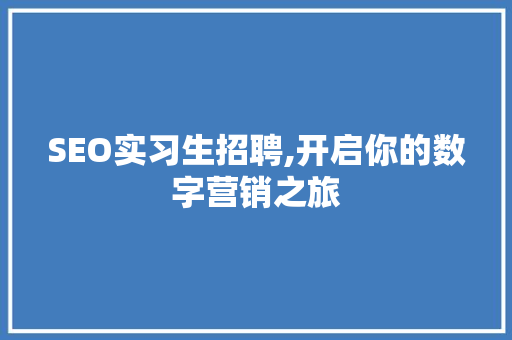 SEO实习生招聘,开启你的数字营销之旅 搜狗SEO