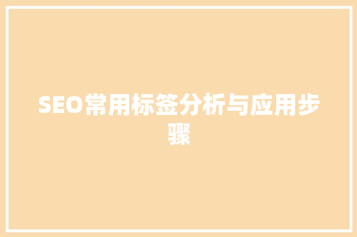 SEO常用标签分析与应用步骤 神马SEO