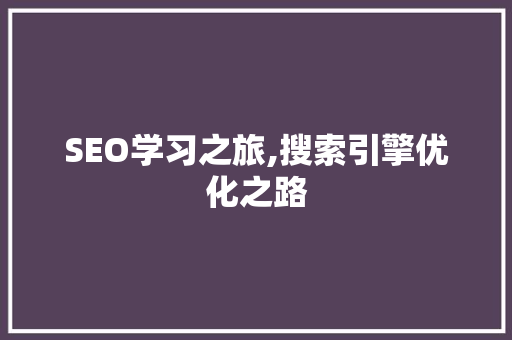 SEO学习之旅,搜索引擎优化之路 SEO关键词