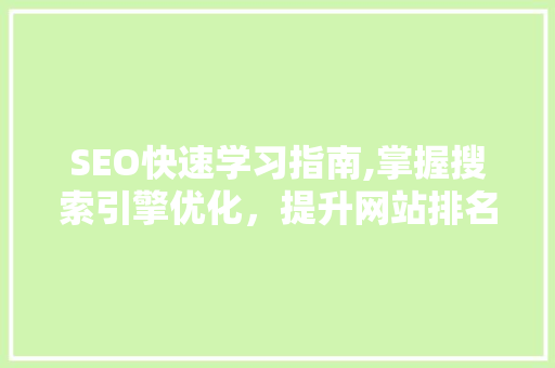 SEO快速学习指南,掌握搜索引擎优化，提升网站排名 百度SEO