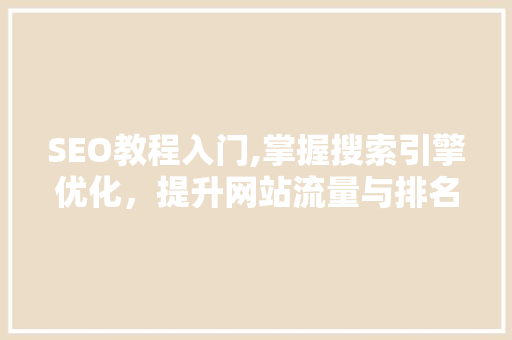 SEO教程入门,掌握搜索引擎优化，提升网站流量与排名 必应SEO
