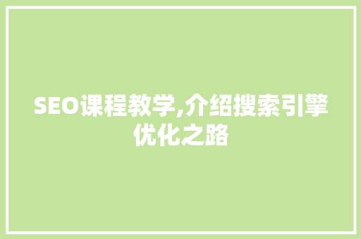 SEO课程教学,介绍搜索引擎优化之路 SEO关键词