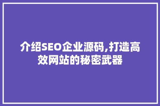 介绍SEO企业源码,打造高效网站的秘密武器 神马SEO