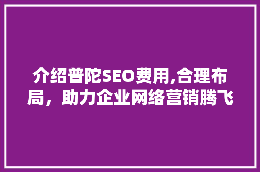 介绍普陀SEO费用,合理布局，助力企业网络营销腾飞 神马SEO