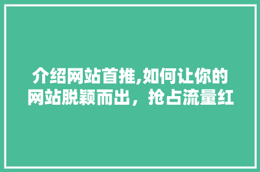 介绍网站首推,如何让你的网站脱颖而出，抢占流量红利 搜狗SEO