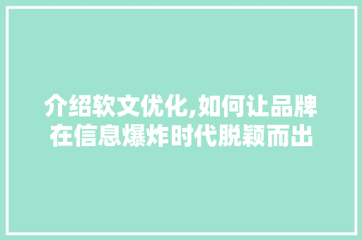 介绍软文优化,如何让品牌在信息爆炸时代脱颖而出 网站建设公司
