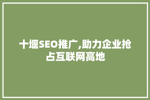 十堰SEO推广,助力企业抢占互联网高地 搜狗SEO